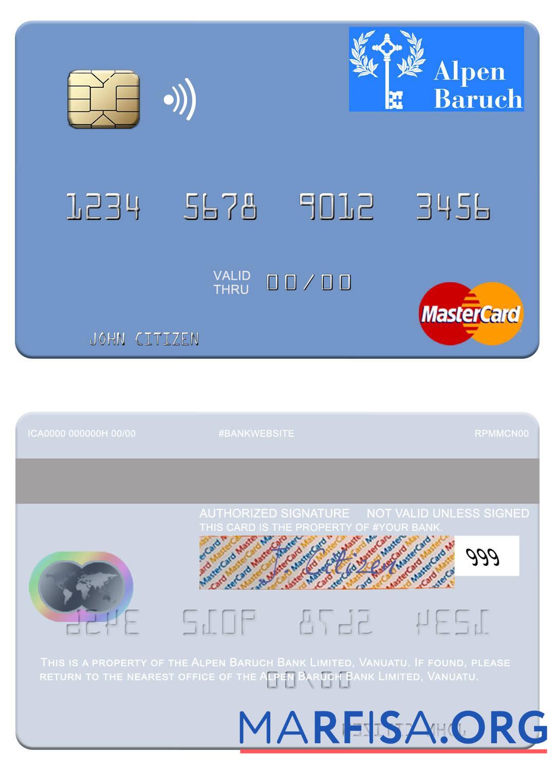 Downloadable Vanuatu Alpen Baruch Bank Limited mastercard sample